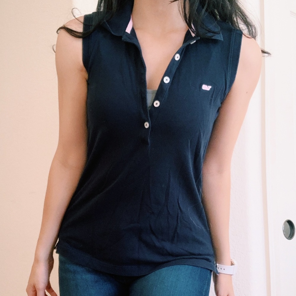 Vineyard vines vintage tank polo in navy blue